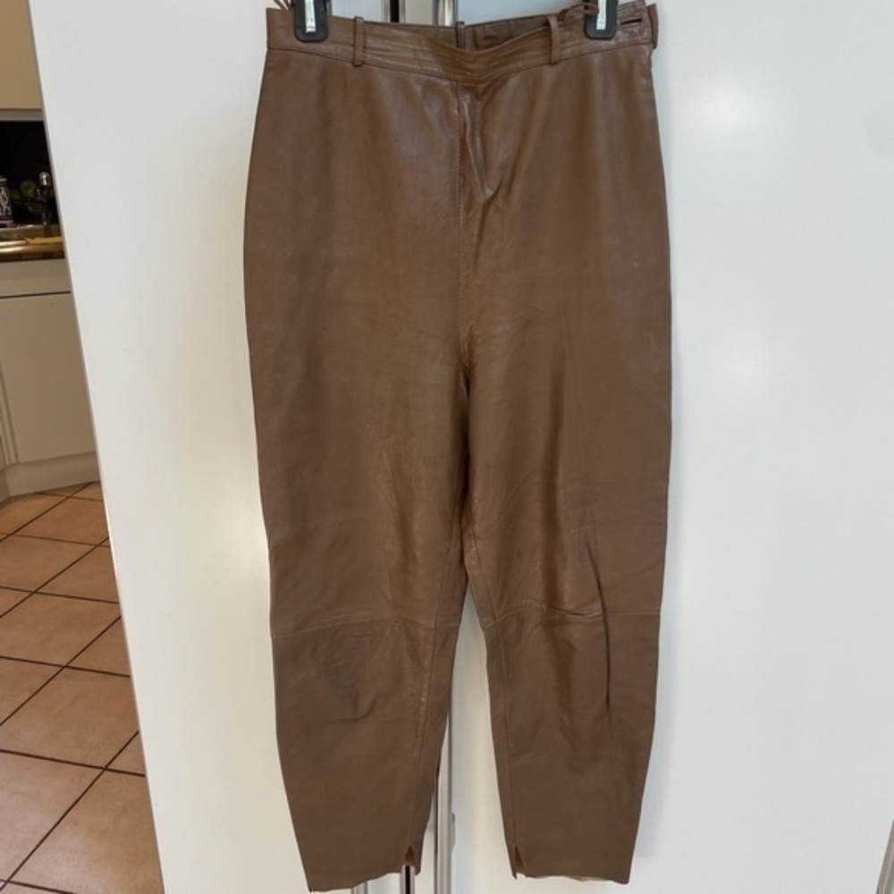 MADE IN ITALY BROWN LEATHER PANTS HIGH WAISTED